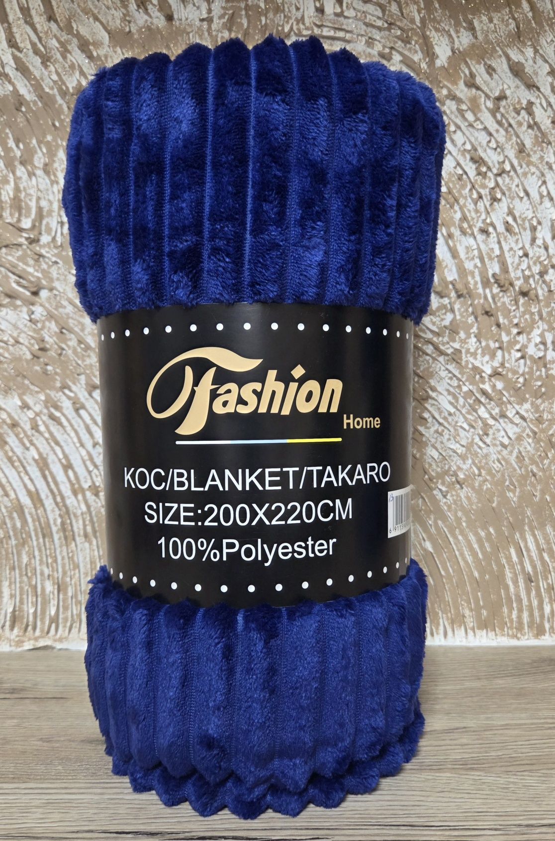 Koc Tłoczony Prążek Granatowy 200x220 13