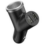 Baseus Y Type Car Charger ładowarka samochodowa 2x Usb + gniazdo zapal