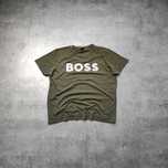 MĘSKA Koszulka PREMIUM Oliwka Duże Logo Bawełna Causal Hugo Boss