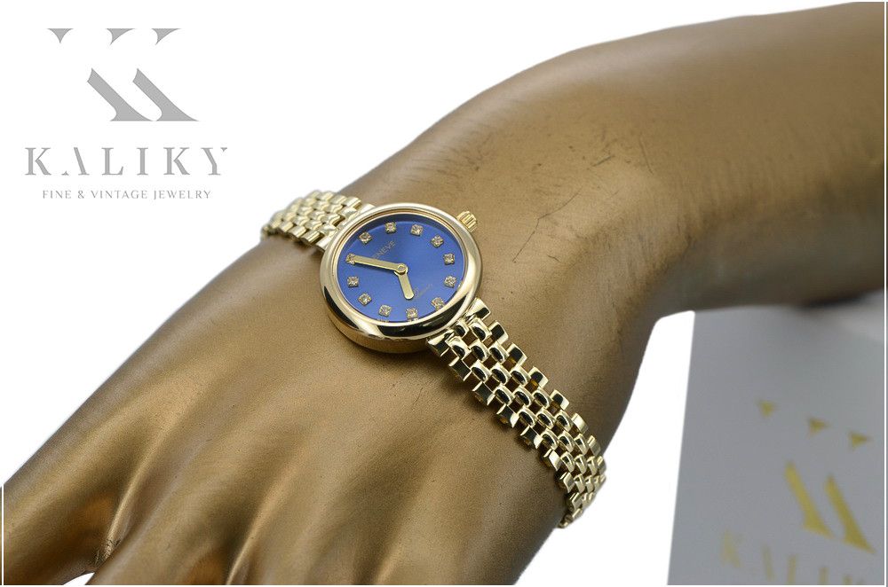 Prześliczny 14k złoty damski zegarek Geneve lw011ydb Katowice biżuteri