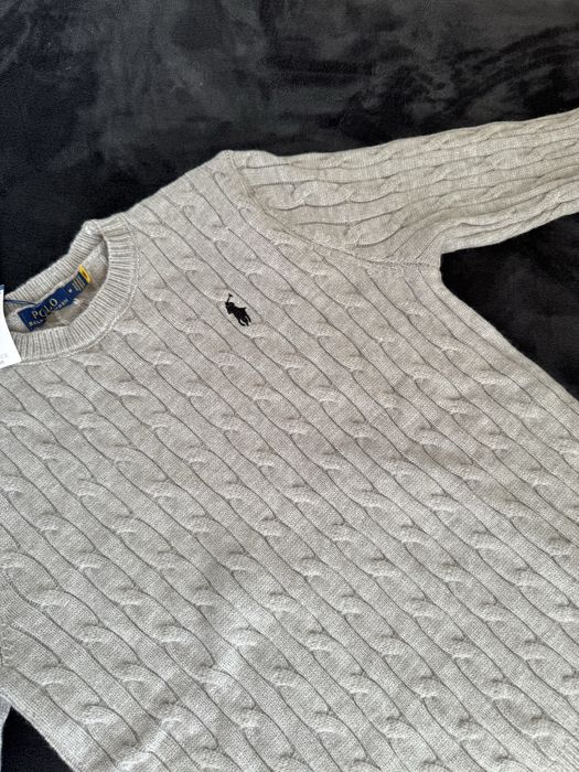 Outlet Sweter Unisex Polo Ralph Lauren Szary Idealny na Prezent S M L