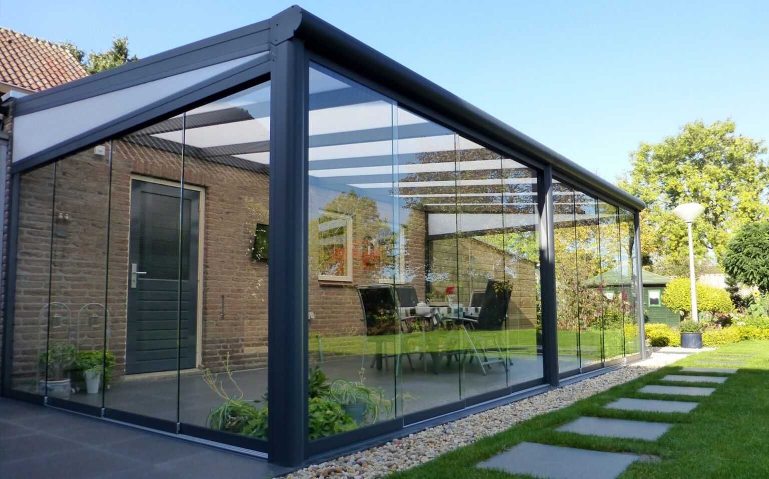 Pergola Tarasowa Ogrodowa Aluminiowa Wiata Altana Szkło/Poliwęglan 4x3