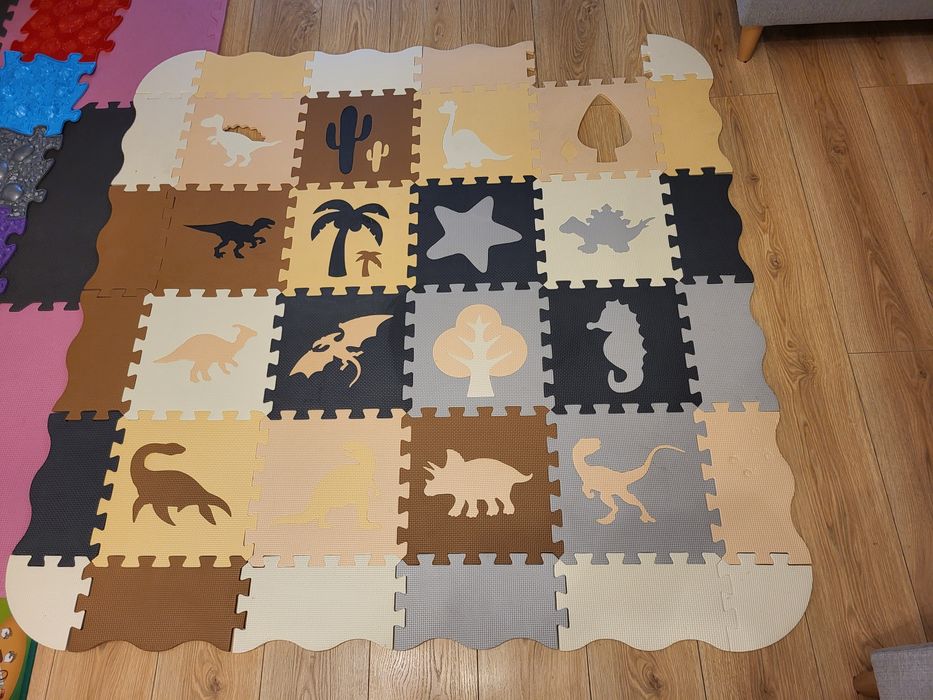 Dinozaury mata  Piankowa XXL KOJEC puzzle PUZZLE DO ZABAWY DUŻA GRUBA