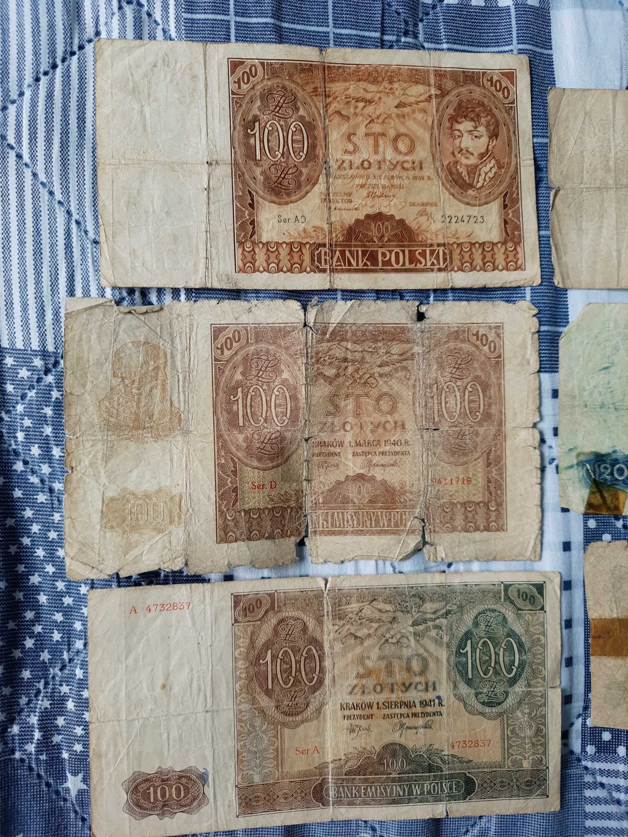 stare polskie banknoty okupacja niemiecka PRL 5,20,100 zł 1931,1936 r