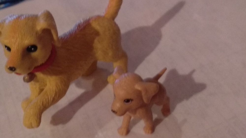 игрушка пластик фигурка собака и щенок бежевые качественные