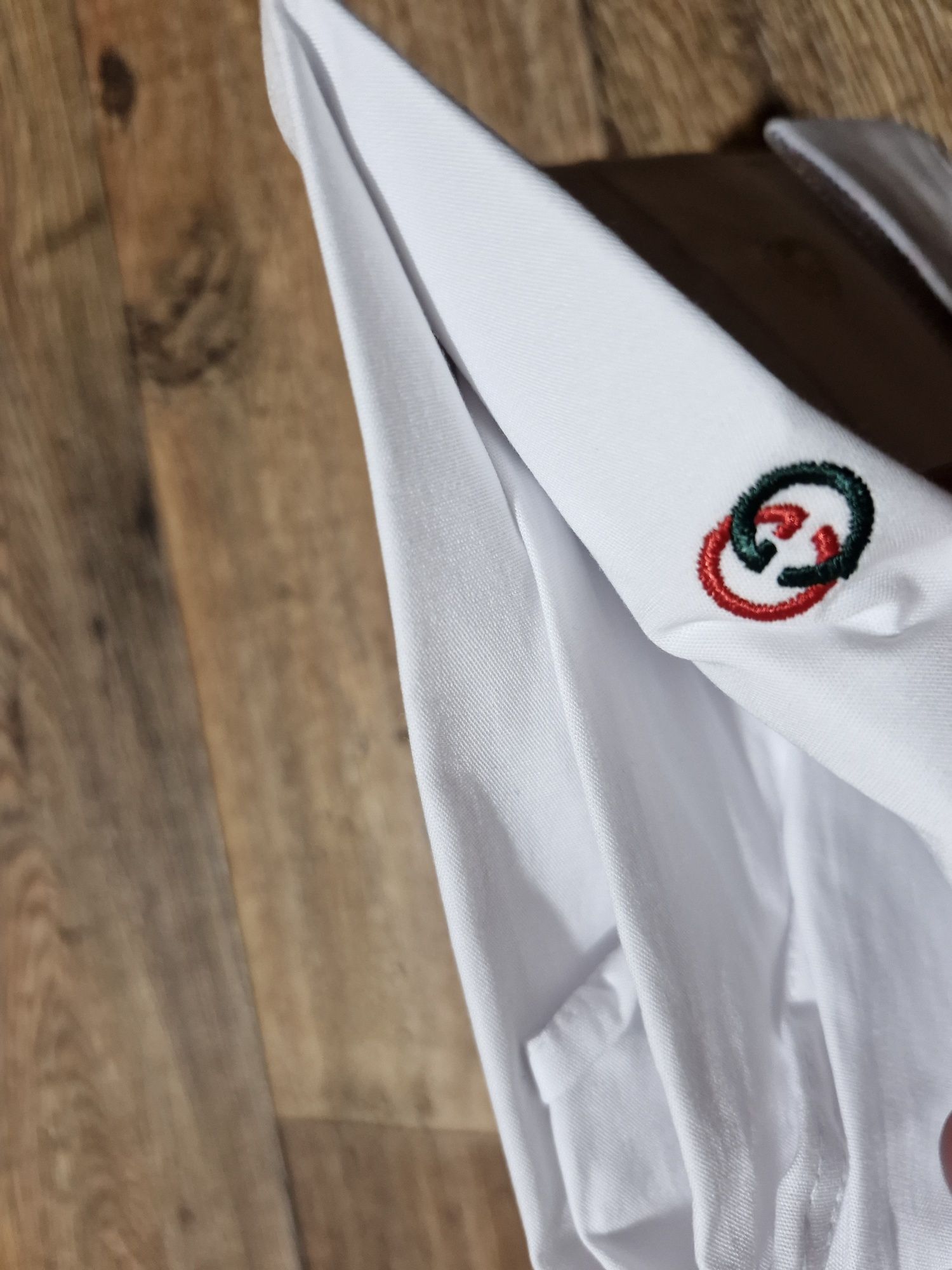 Nowa biała koszula elegancka długi męska Gucci bawełna logo 2xl metki