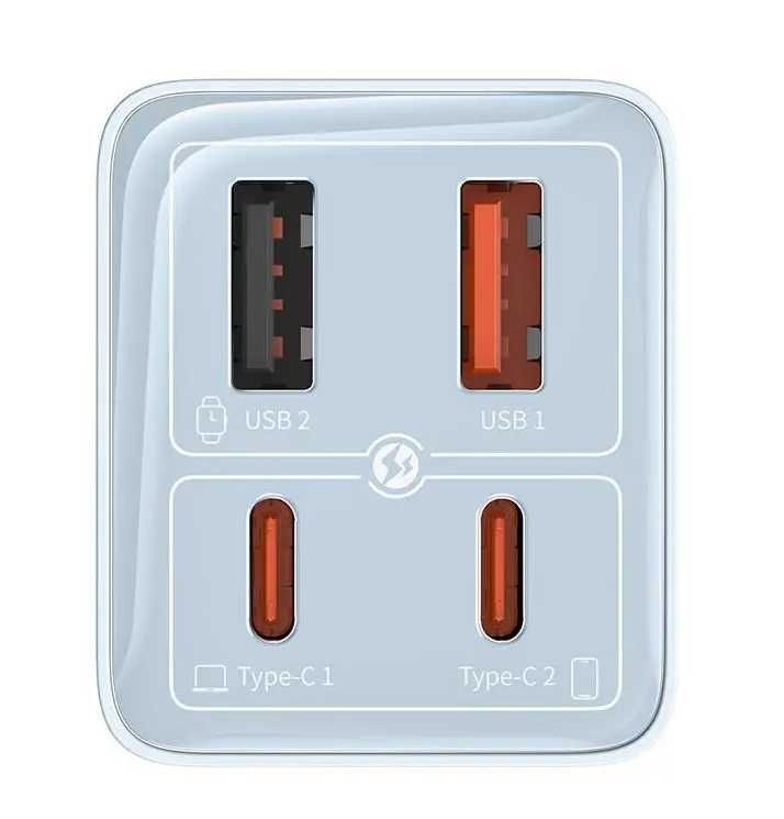 Ładowarka sieciowa Baseus GaN6 Pro 2xUSB-C + 2xUSB 65W Niebieski