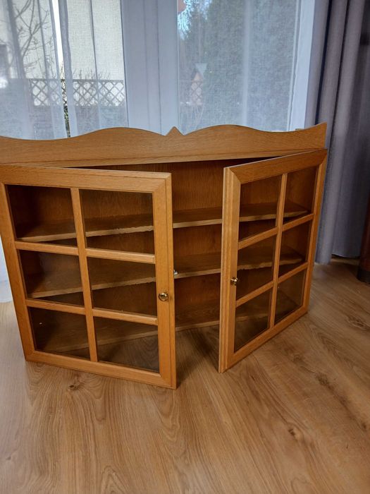 Dębowa szafka z koroną wisząca komoda regał półki Lodowe szyby Szwecja