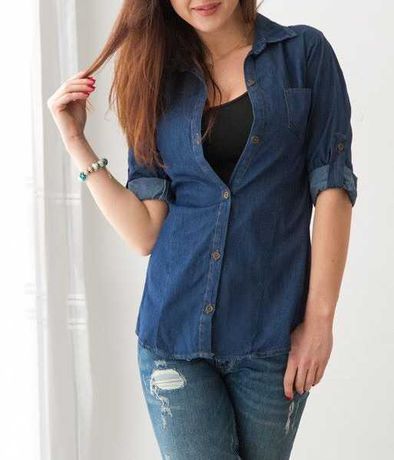 Koszula damska z kieszeniami jeans S 36