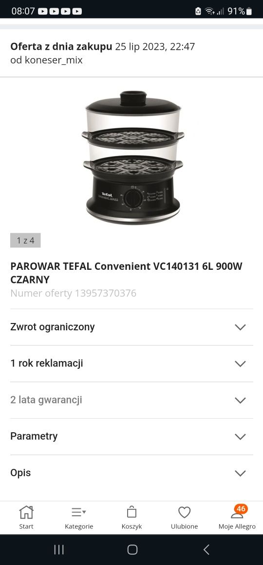 Parowar TEFAL  900 W