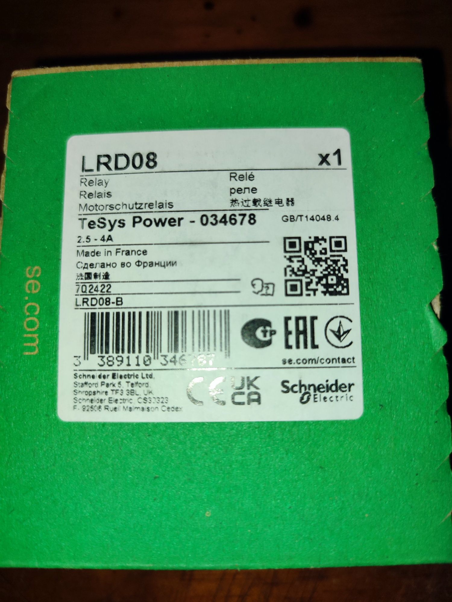 Schneider Rele proteção térmico LRD08