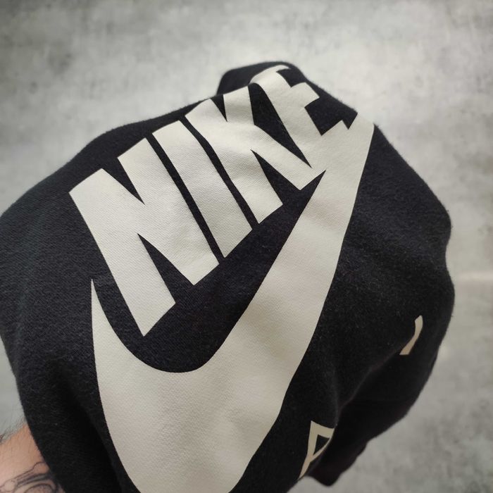 MĘSKA Bluza z Kapturem Bawełna Nike AIR Max Duże Logo Czarna Nadruk