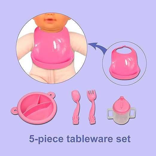 Krzesełko do karmienia lalek + akcesoria zestaw 56 cm