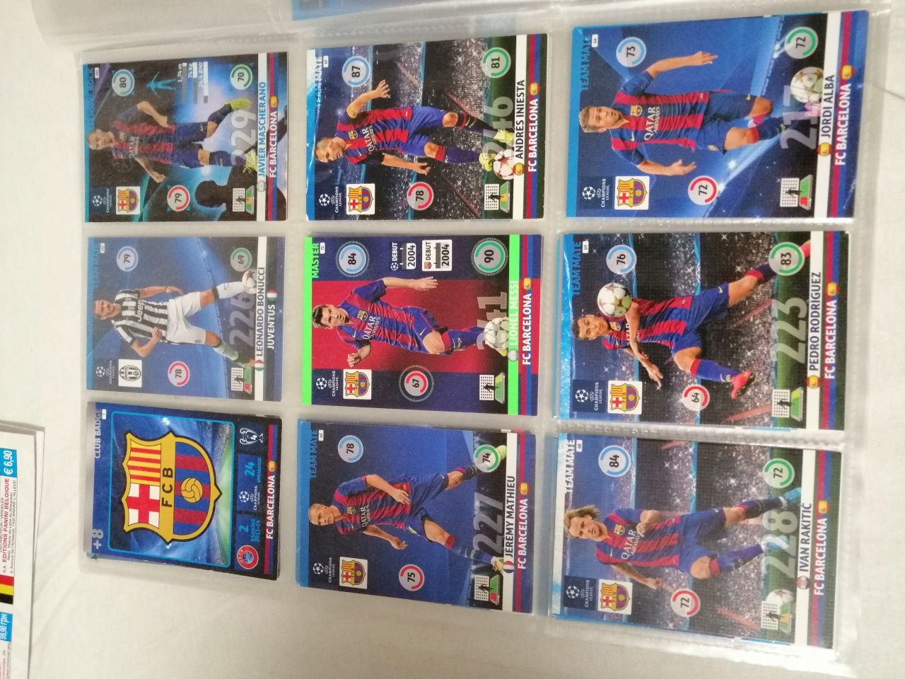 Sprzedam karty piłkarskie PANINI UEFA Champions League różne 40 sztuk