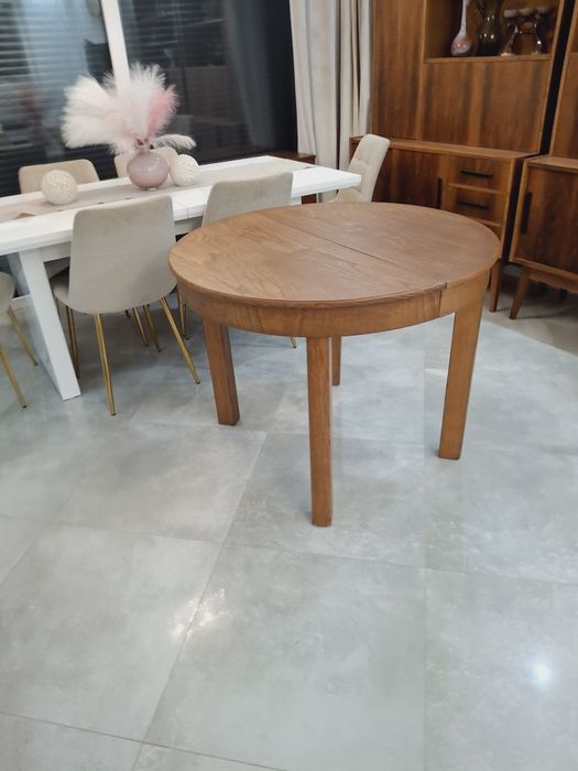 Stół okrągły Rozkładany 100 cm Deisgn PRL