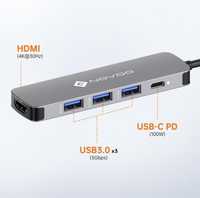 Hub USB-C para HDMI, 5 em 1, Novoo