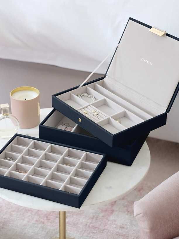 Pudełko na biżuterię Stackers Classic navy granat szkatułka modułowe