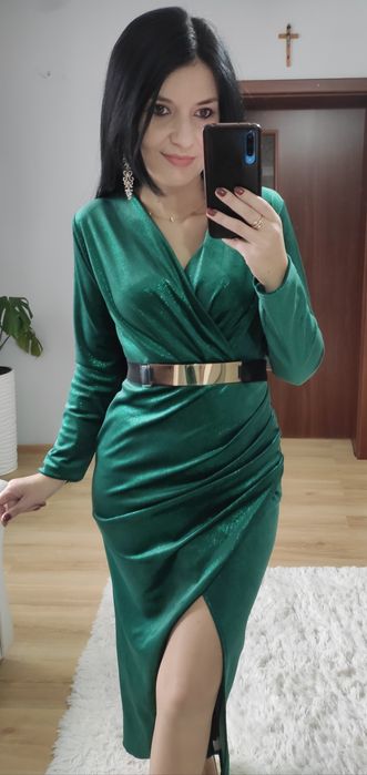 Sukienka długa maxi welur błyszcząca święta wigilia sylwester