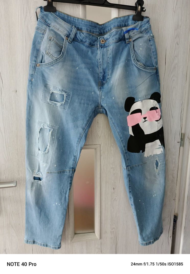 Spodnie jeans panda