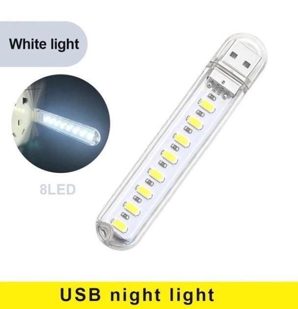 Мини фонарик на 8 светодиодов, USB лампа, LED светильник