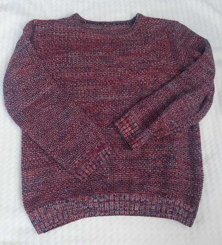 Czerwony damski sweter we wzory kolorowy XS S ze ściągaczami