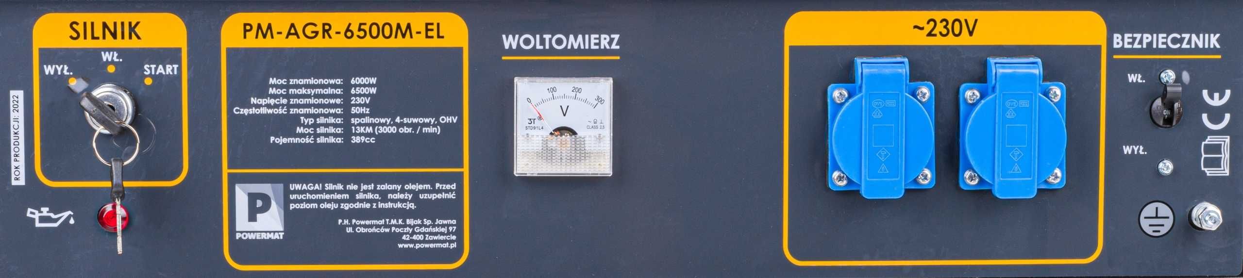 Agregat prądotwórczy generator prądu AVR 6500W 230V ROZRUCH elstart