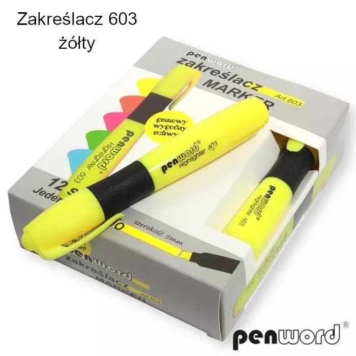 Zakreślacz żółty (12szt). Penword. Nowy Produkt