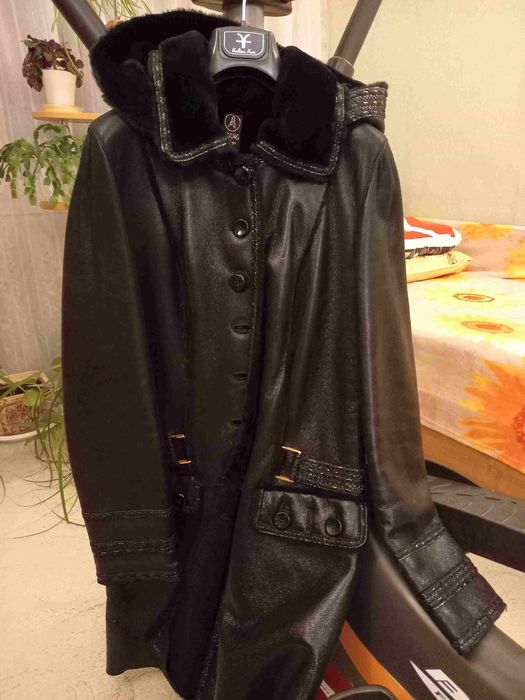 Дублёнка чёрная • Новая • fashion first Италия • Adamo • Italian р. 40