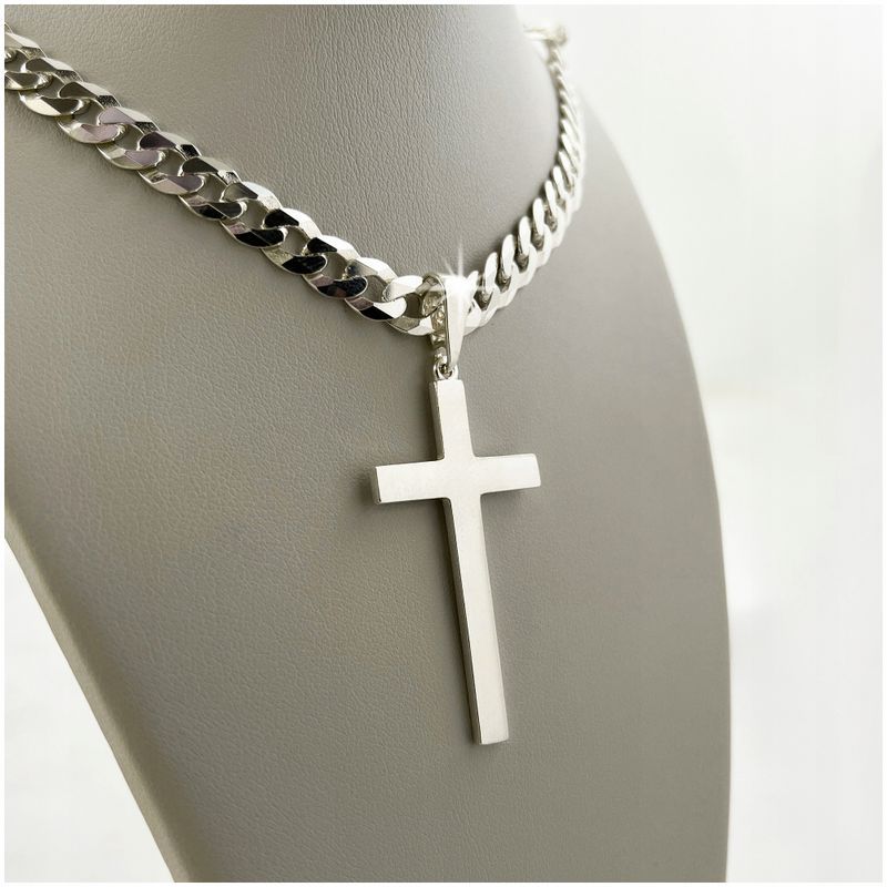 Łańcuszek Srebrny Męski Pancerka Z Krzyżykiem 55cm/6mm Próba 925 + Gra