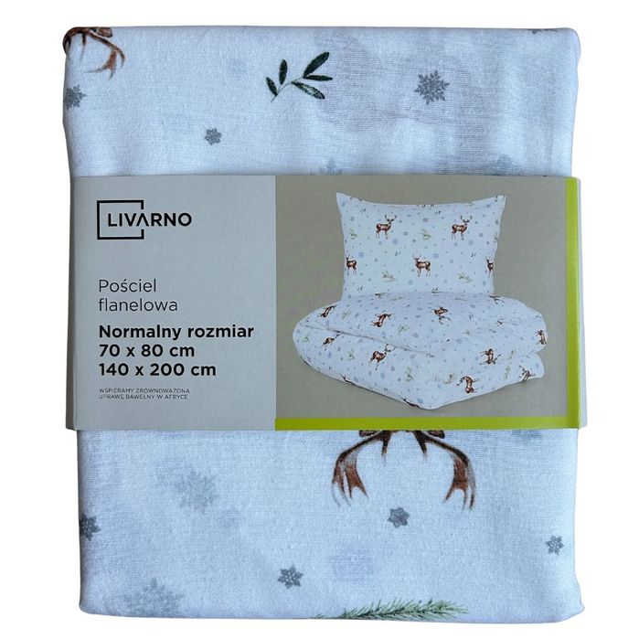 Świąteczna pościel flanelowa 140x200 cm sarenki