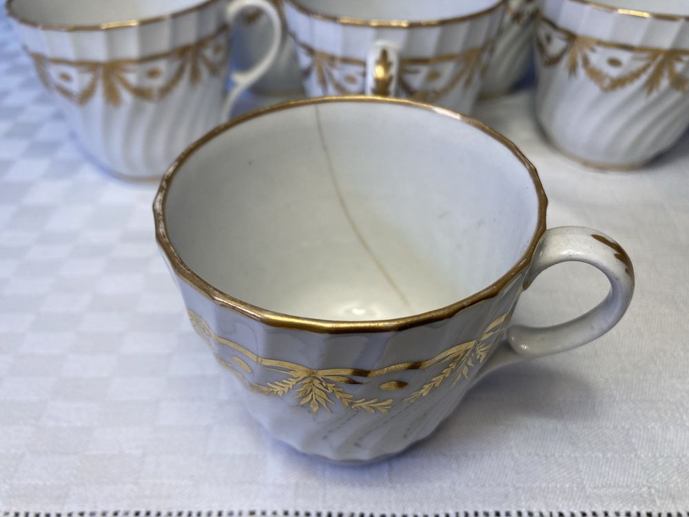 Conjunto de 6 chavenas de café em tinta de ouro