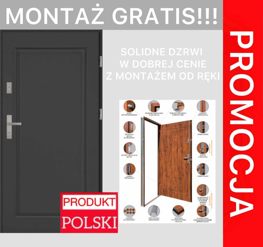 Drzwi zewnętrzne z montażem szybki czas realizacji!!
