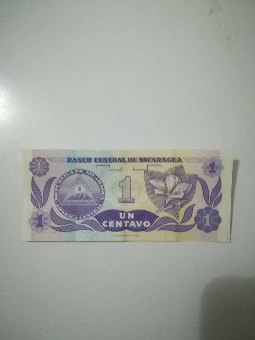 Nota rara 1 centavo de Nicarágua NÃO CIRCULADA