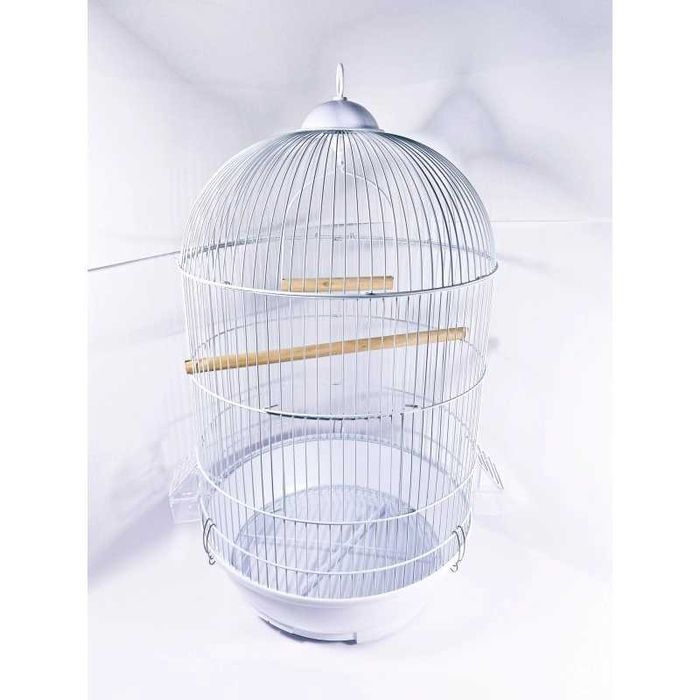 Красивейшая просторная клетка для птиц. Круглая форма. Белая.D40х70 см