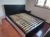 Cama malm 160x200 preta com gavetões