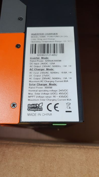 Стан Нового! Гибридный Инвертор Powmr 3.2H-24V 3000W Інвертор для соня