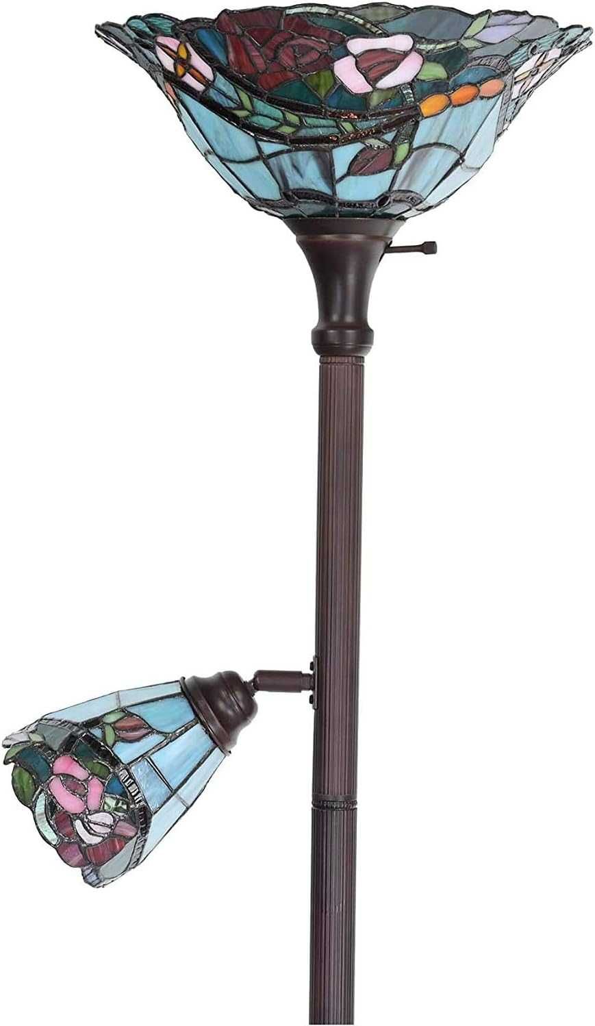 Lampa podłogowa/ latarnia w stylu Tiffany, witrażowa, 178cm, BIEYE