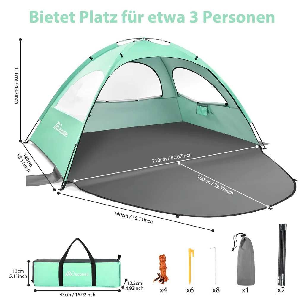 MoopGou, przenośny namiot plażowy dla 2-4 osób