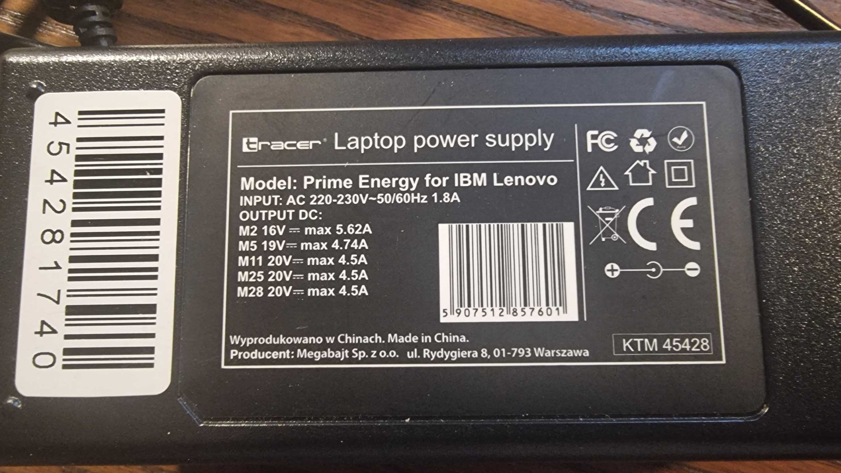 Zasilacz do notebooka TRACER Prime Energy dla IBM LENOVO