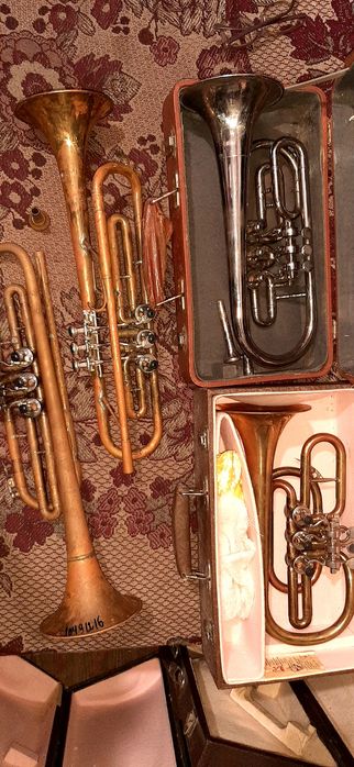 Труба корнет кларнет. музычный инструмент