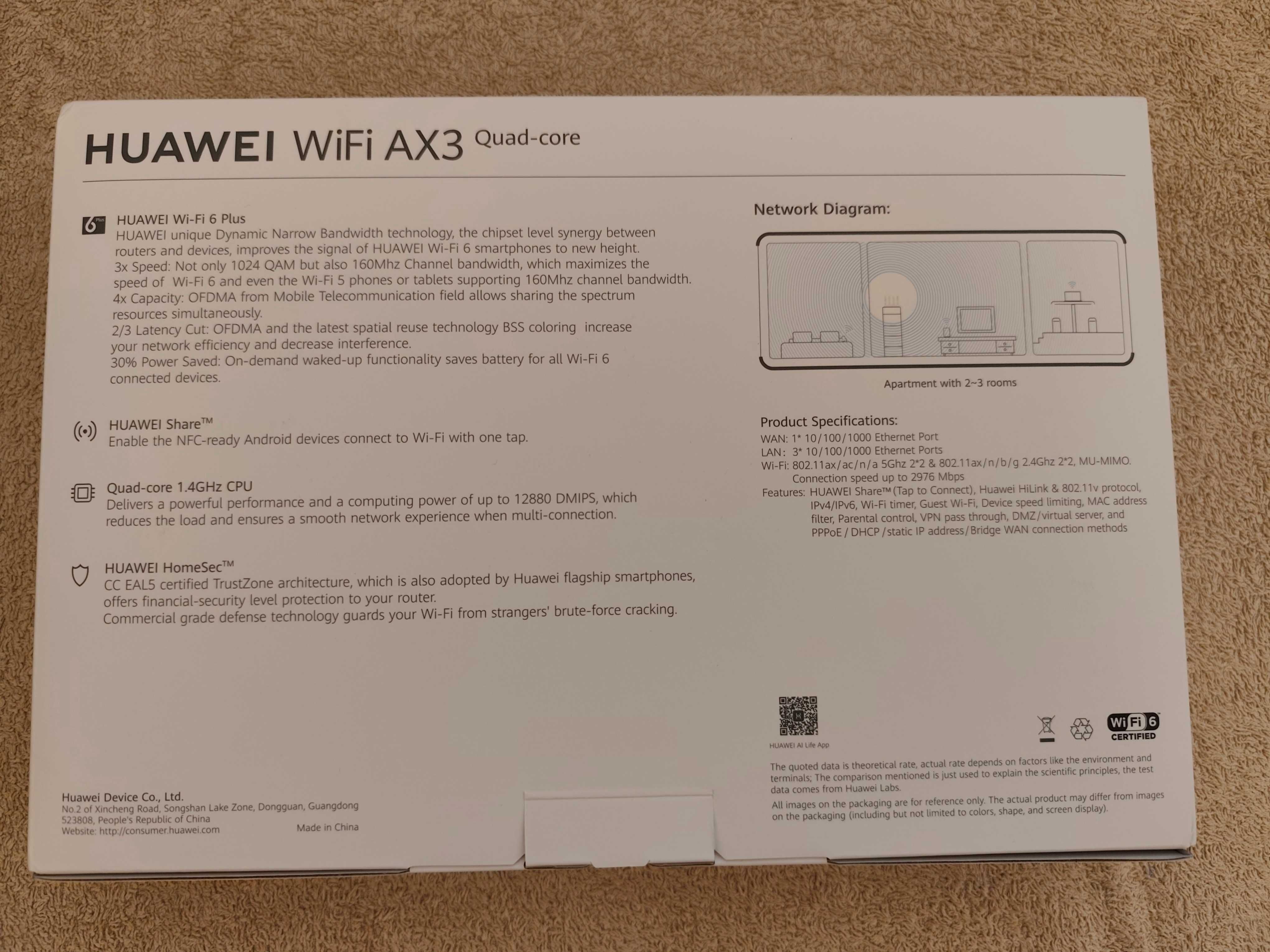 HUAWEI WIFI AX3 Quad-core 1.4GHz CPU - WI-FI 6 Plus 3000Mbps