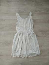 Biała sukienka koronkowa H&M, rozm S