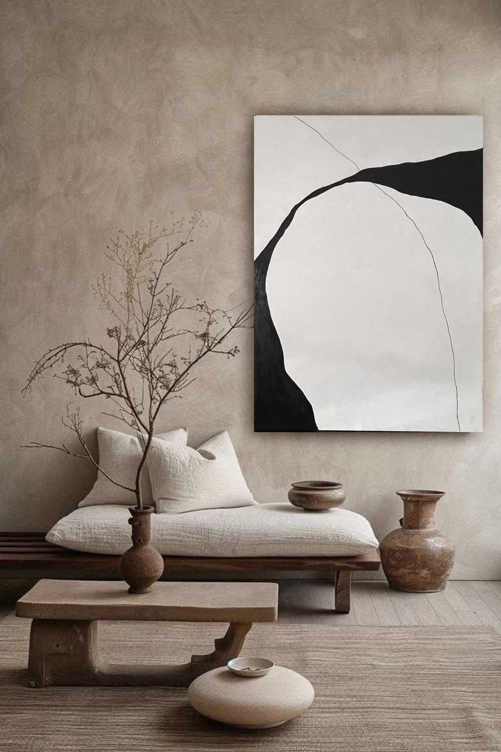 Obraz abstrakcja "LINE" 100 x 140, akryl na płótnie   Bauhaus  Japandi