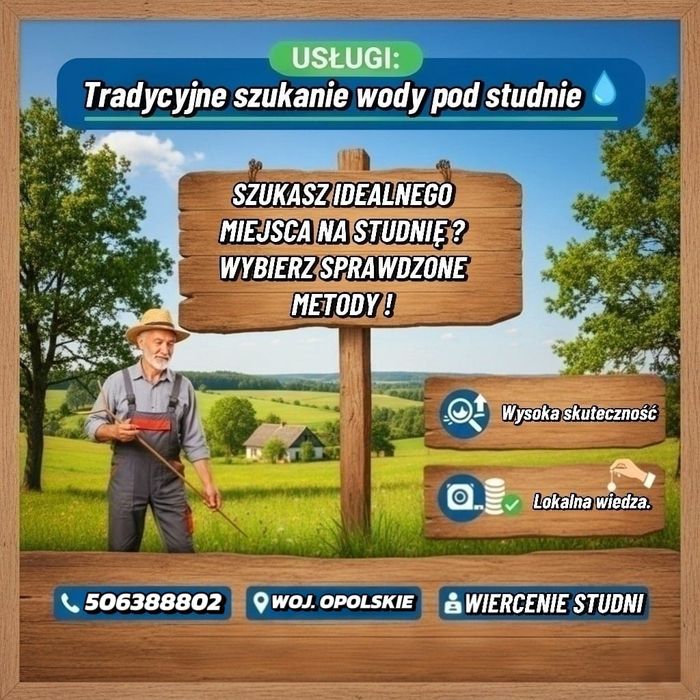 Tradycyjne szukanie wody pod studnię
