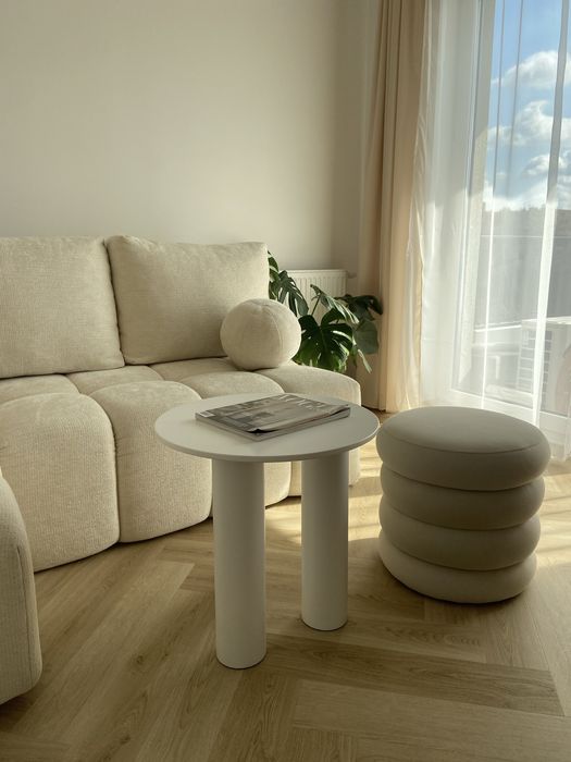 Stylowa okrągła pufa - Wysoka jakość