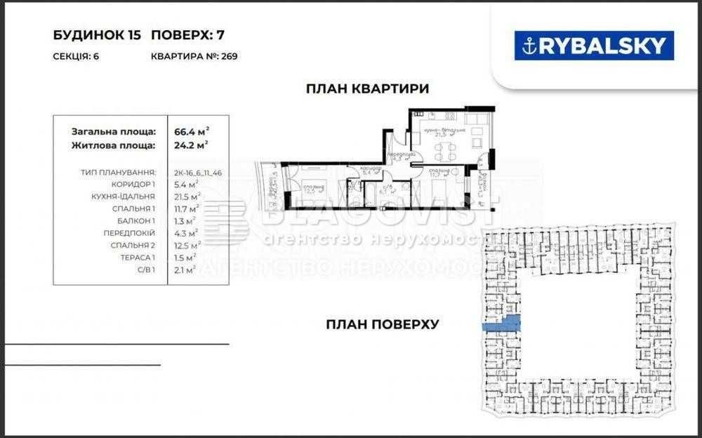 Продаж кувартири  в жкRybalsky  Набережно-Рибальська дорога 3