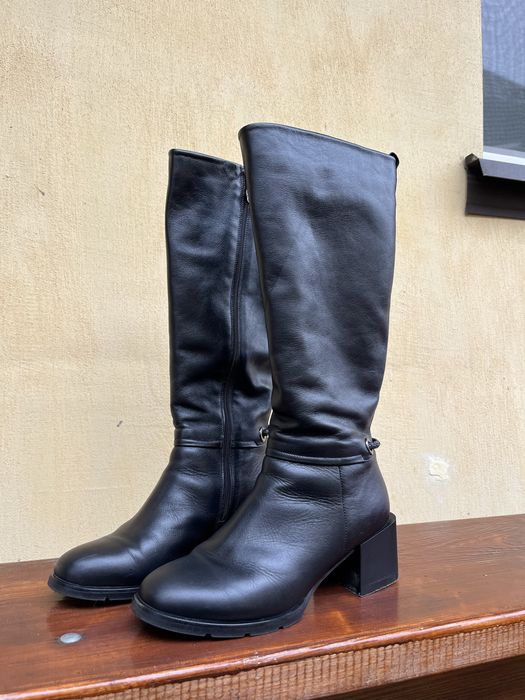 Зимові шкіряні сапожки, чорні, 39 розмір