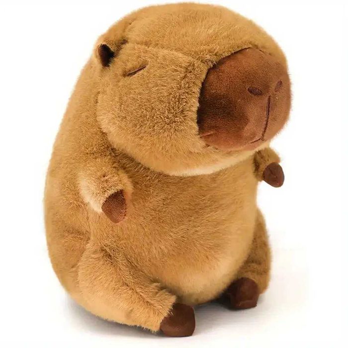 Мягкая игрушка Капибара с рюкзаком 30см, Плюшевая капибара с черепахой