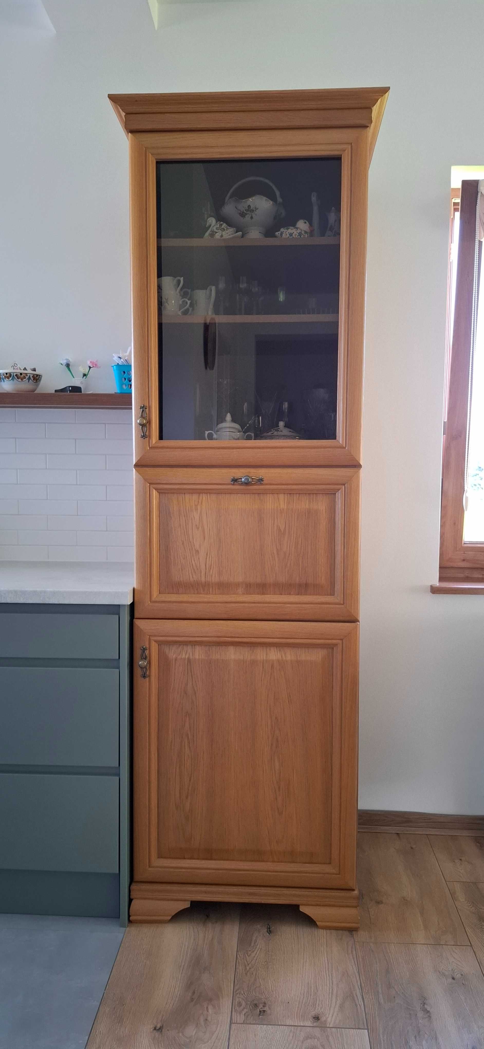Witryna przeszklona barek dąb naturalny fornir