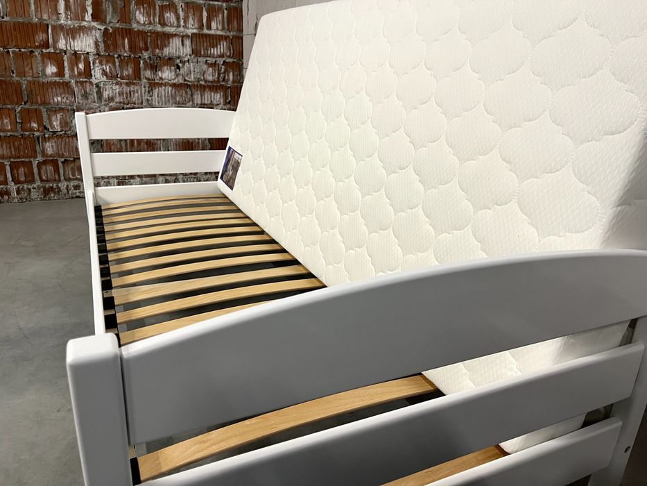 Ліжко односпальне, підліткове дитяче ліжко з дерева і матрац до нього